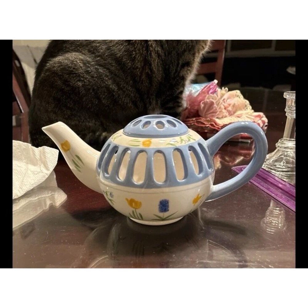 Hallmark Teapot Votive/Candle Holder with Spring Flowers